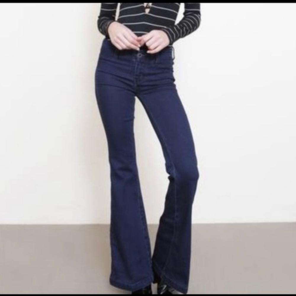 Jolene Dark Wash Wide Leg Stretch Flare
